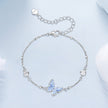 925 Sterling Silver White Gold Plated Bracelet with Enamel and CZ - 15+6cm Length