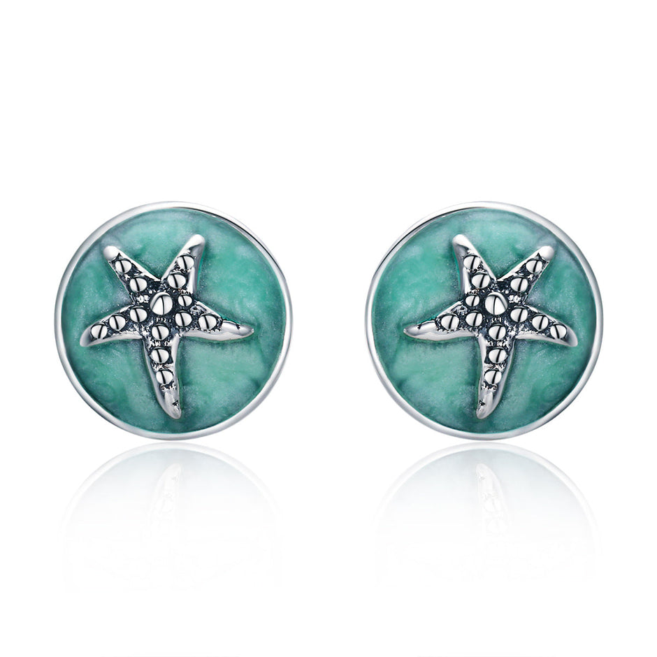 925 Sterling Silver Oxidized Enamel Earrings