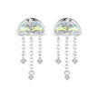 925 Sterling Silver Earrings with Pavé Setting CZ and Transparent Glass