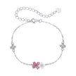 925 Sterling Silver Enamel Charm Bracelet with Pavé CZ, 15+6cm for Women