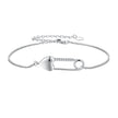 925 Sterling Silver Bracelet with CZ Pendant - 160mm Length and 8x26mm Pendant Size for Women