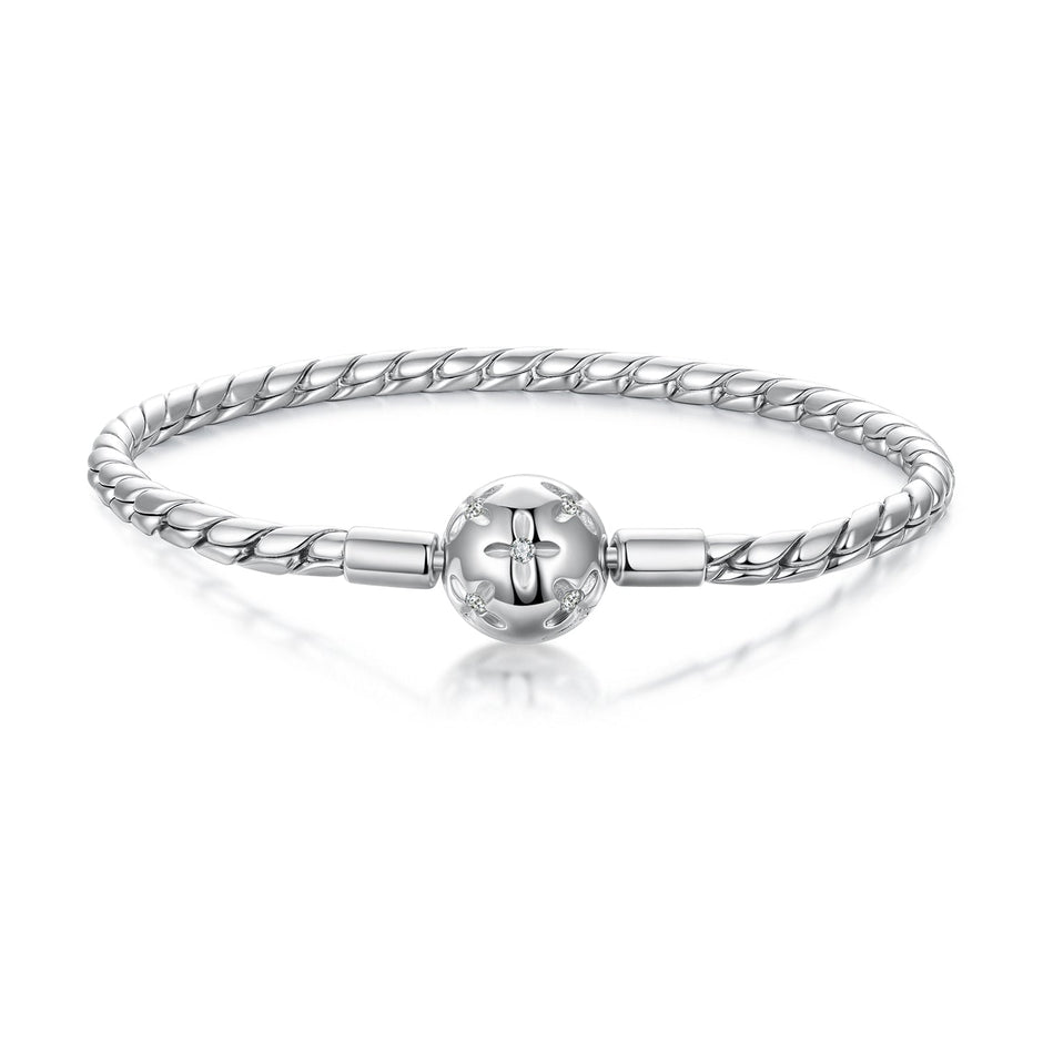 925 Sterling Silver White Gold Plated Bracelet with CZ Pendant for Women