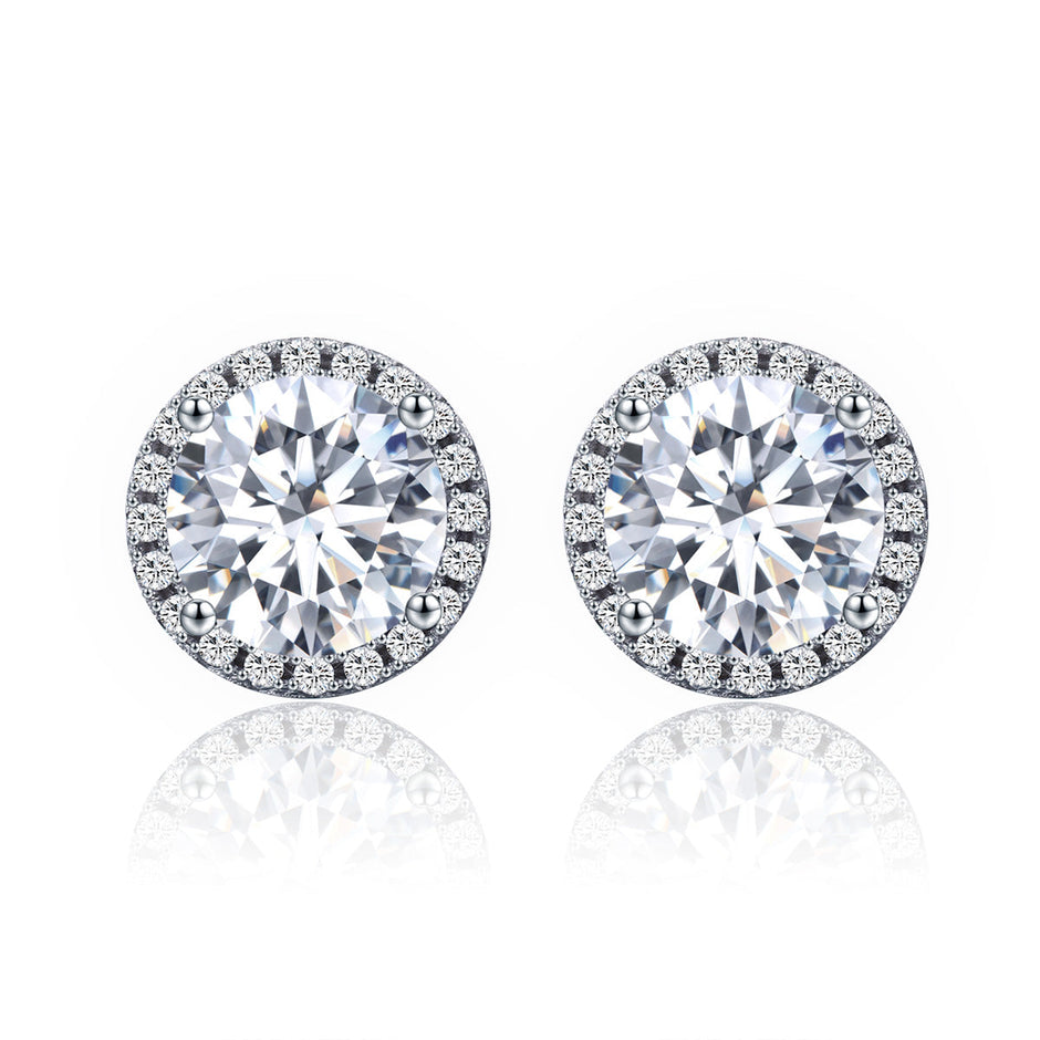 925 Sterling Silver Plated Platinum Pavé Setting CZ Earrings for Women