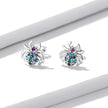 925 Sterling Silver Earrings with Pavé Setting CZ, Oxidized Silver, 0.7*0.8 cm for Women
