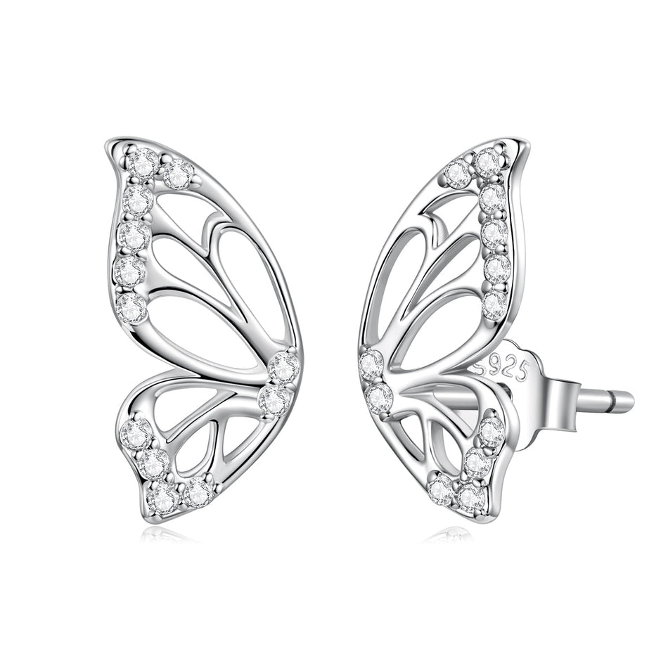 925 Sterling Silver White Gold Plated Pavé Set CZ Earrings - Small Size