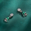 925 Sterling Silver Earrings with Enamel and Pavé Set CZ in Oxidized Silver