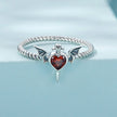 925 Sterling Silver Oxidized CZ Pendant Ring Size 6 for Women