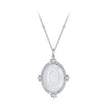 925 Sterling Silver Necklace with White Gold Plating, 40+5cm Length, CZ & Mother of Pearl Pendant for Women