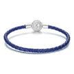 925 Sterling Silver Leather Rope Bracelet 17cm - Oxidized Silver for Women