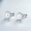 925 Sterling Silver Freshwater Pearl Earrings with CZ for Women