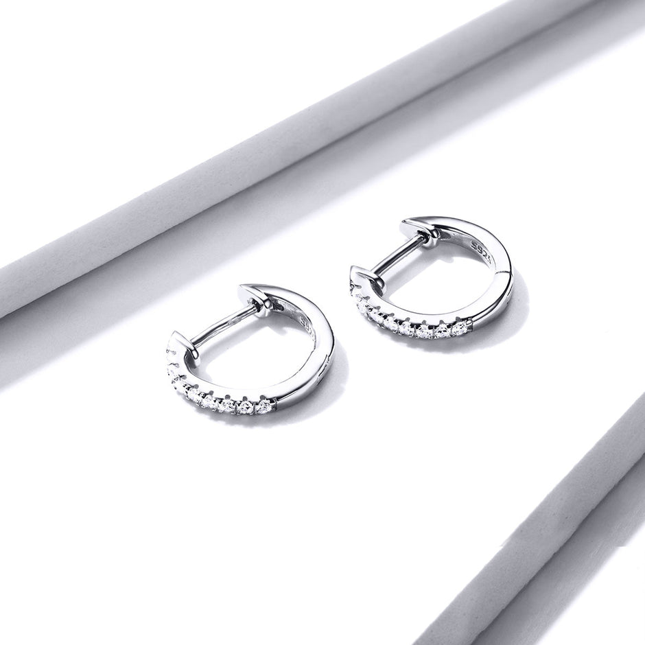 925 Sterling Silver 1.3cm Pavé Set CZ Earrings