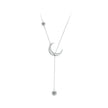 925 Sterling Silver Pavé Setting CZ Moon Necklace for Women