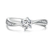 925 Sterling Silver Platinum Plated 5mm CZ Ring Size 6 for Women