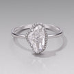 925 Sterling Silver Ring with Transparent Glass and CZ, 0.15cm Width, for Women