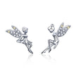 925 Sterling Silver Stud Earrings with CZ, 1.2 x 1.5cm & 1.5 x 0.9cm, Women