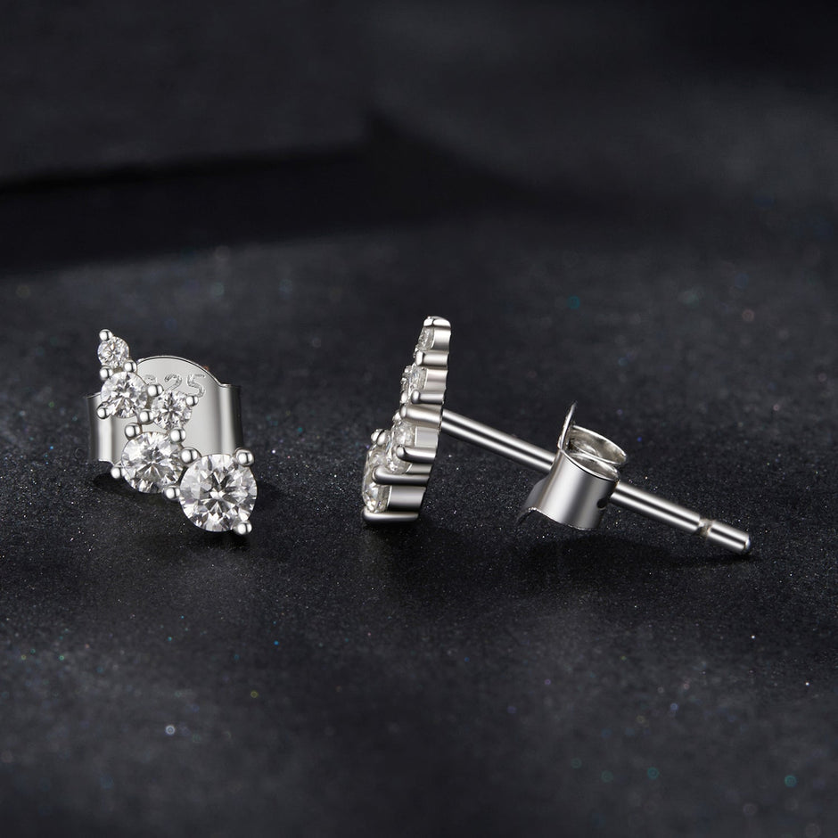 925 Sterling Silver Moissanite Earrings with White Gold Plating for Women