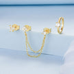 925 Sterling Silver Mini Stud Earrings with Gold Plating and CZ
