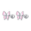 925 Sterling Silver Earrings with Enamel Process, 0.6cm, for Women