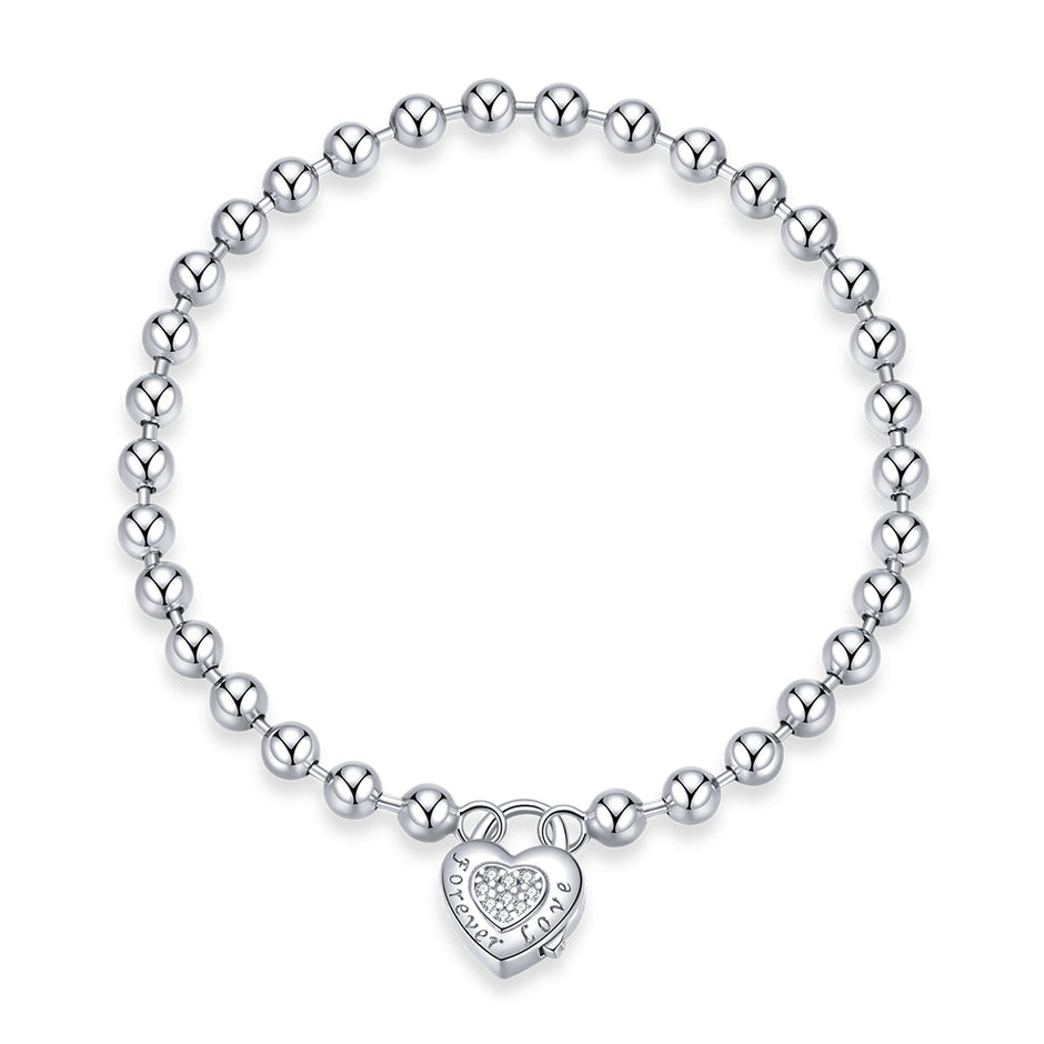 925 Sterling Silver Bracelet with Pavé Setting CZ and Platinum Plating, 17cm for Women