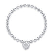 925 Sterling Silver Bracelet with Pavé Setting CZ and Platinum Plating, 17cm for Women