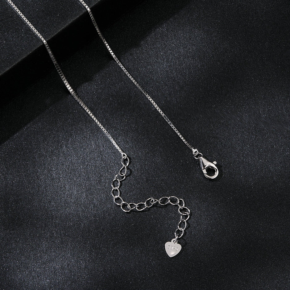 925 Sterling Silver 6.5mm Moissanite Necklace with Pavé Setting for Women