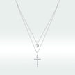 925 Sterling Silver Adjustable Platinum Plated Necklace with CZ - 1.4cm for Women