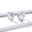 925 Sterling Silver Earrings with Pavé Setting CZ, 1.2*0.5cm, for Women