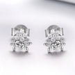 925 Sterling Silver Earrings with CZ in Pavé Setting, 0.6*0.7cm for Women
