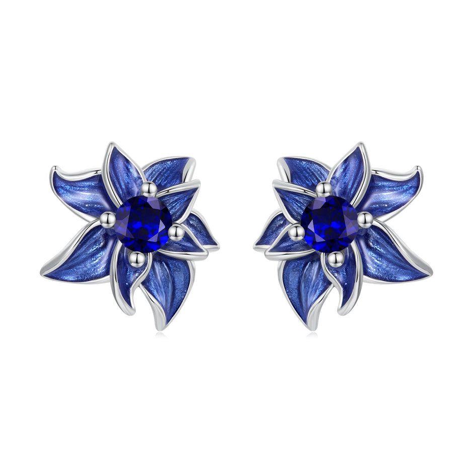 925 Sterling Silver Earrings with Enamel Process and Pavé Setting CZ