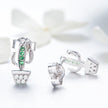 925 Sterling Silver Earrings with CZ - 1.0*0.6cm, Plated Platinum, Pavé Setting for Women