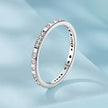 925 Sterling Silver Oxidized 0.18cm Wide Pavé Setting CZ Ring for Women - Size 6.0