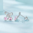 925 Sterling Silver Earrings with Pavé Setting CZ and Transparent Glass for Women