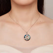 925 Sterling Silver Necklace with Pavé Setting CZ and Transparent Glass, 450mm for Women