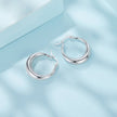 925 Sterling Silver White Gold Plated Earrings 3.0*0.7cm for Women