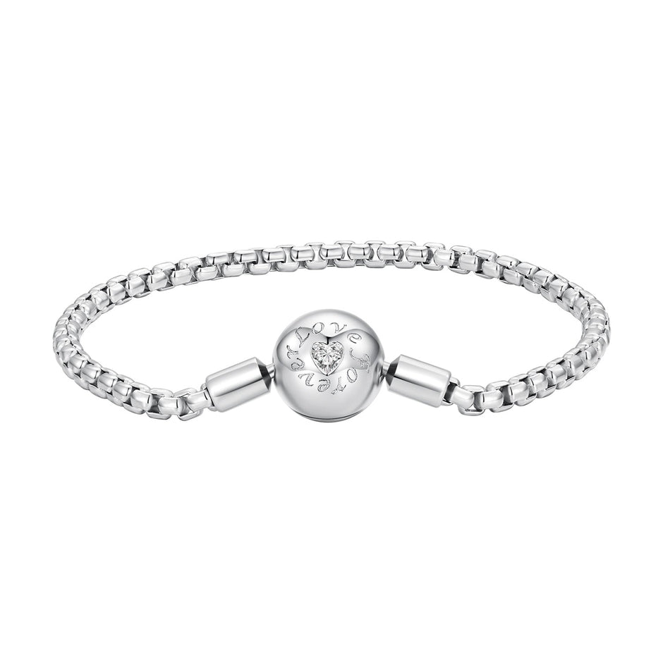 925 Sterling Silver Bracelet 19cm with CZ Stones for Women