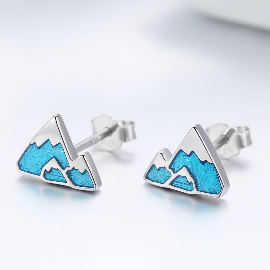 S925 Sterling Silver Earrings 0.7*0.9cm with Plated Platinum and Enamel