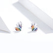 925 Sterling Silver Plated Platinum Earrings 0.5x0.6cm