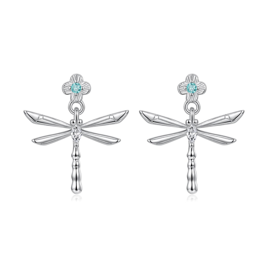 925 Sterling Silver Earrings with Pavé Setting CZ and Transparent Glass