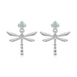 925 Sterling Silver Earrings with Pavé Setting CZ and Transparent Glass