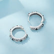 S925 Oxidized Silver Pavé CZ Earrings Size 14*2.5mm for Women