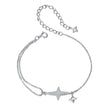 925 Sterling Silver & White Gold Plated Pave Setting CZ Bracelet 15+6cm