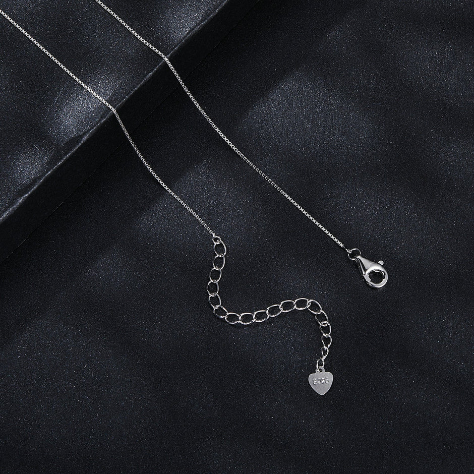 925 Sterling Silver 5mm Moissanite Necklace with Pavé Setting in White Gold, 450mm Length for Women