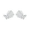 925 Sterling Silver White Gold Plated Resin Earrings 8x10mm for Women