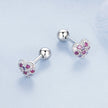 925 Sterling Silver Earrings with Pavé Setting CZ in White Gold for Women