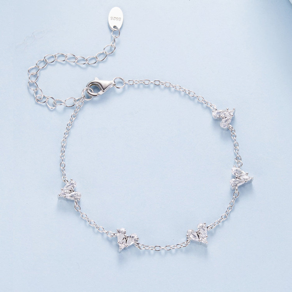 925 Sterling Silver Bracelet with White Gold Plating and CZ Paving for Women