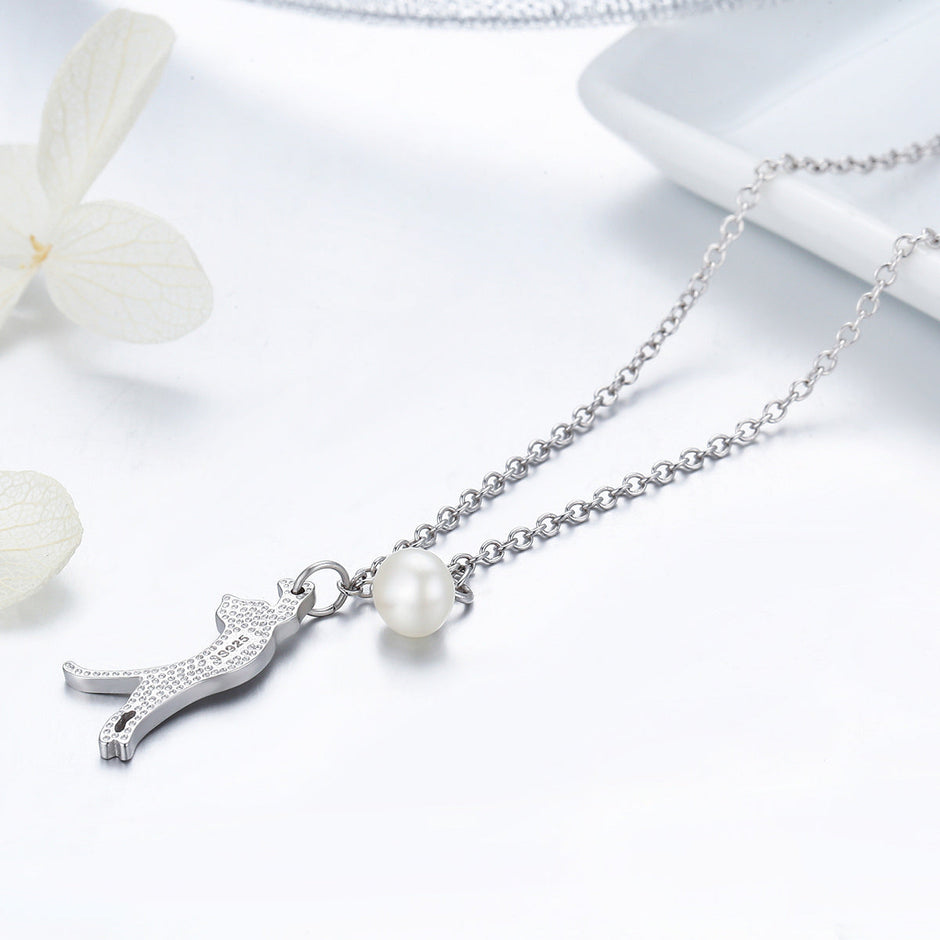 925 Sterling Silver 0.6 Carat Pearl Necklace for Women