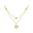 925 Sterling Silver Necklace with Synthetic Opal and CZ, 44cm Adjustable, Gold Plated for Women
