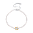 925 Sterling Silver White Gold Plated Nacre Synthetic Pearl CZ 16+5cm Bracelet for Women