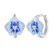 925 Sterling Silver Earrings with Enamel and Pavé Setting, 10mm for Women