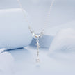925 Sterling Silver Pendant Necklace with CZ and Transparent Glass for Women